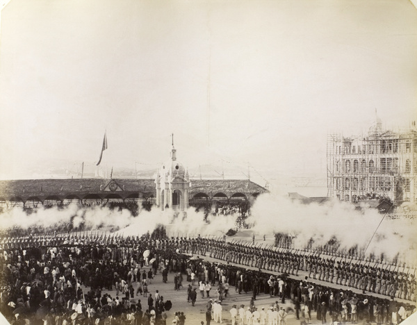 Firing salute commemorating Queen Victoria's Diamond Jubilee, Hong Kong, 1897