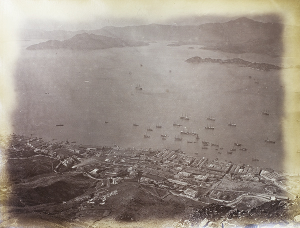 View of Victoria Harbour from the Peak after the 1874 typhoon, Hong Kong