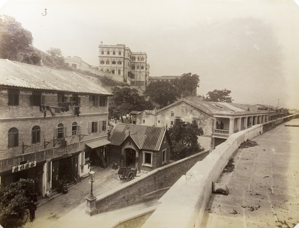 Government Civil Hospital (政府公立醫院) and Hospital Lodge, viewed from Queen’s Road (皇后大道), Hong Kong