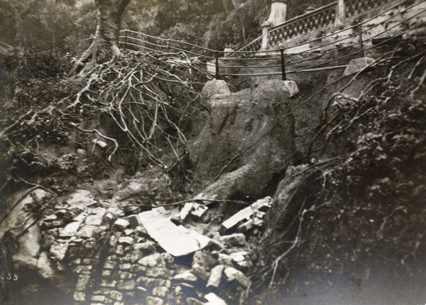Damage caused by the 19th July 1926 rainstorm, Ice House Street, Hong Kong