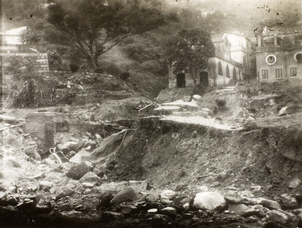 Damage caused by the 19th July 1926 rainstorm, Kennedy Town, Hong Kong,