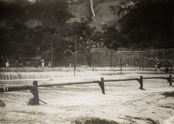 Flooding caused by the 19th July 1926 rainstorm, Wong Nai Chung nullah (黃泥涌峽), Hong Kong