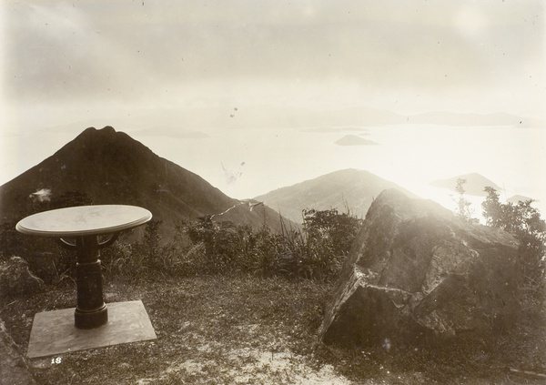 A table and view of Mount Davis from Pinewood Battery, Hong Kong
