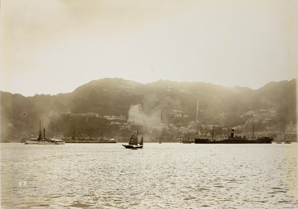 Steamers and junk in Victoria Harbour, Hong Kong