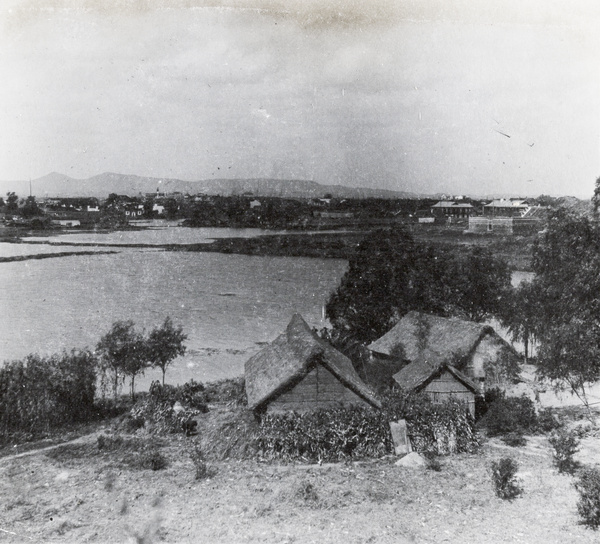 A farm and lake