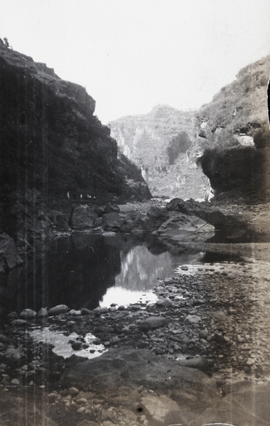 Walking party in a gorge