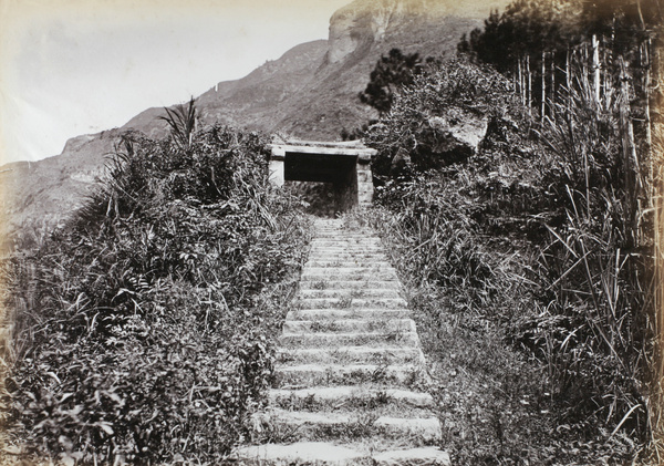 Steps to the Yuen Foo Joss House, near Foochow