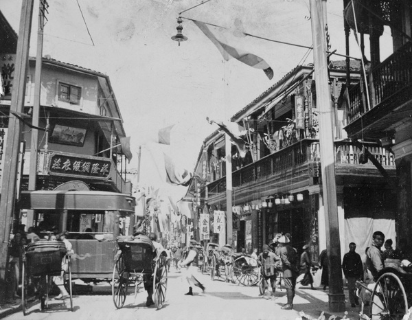 The corner of Qipanjie Street and Canton Road, Shanghai, 1920s