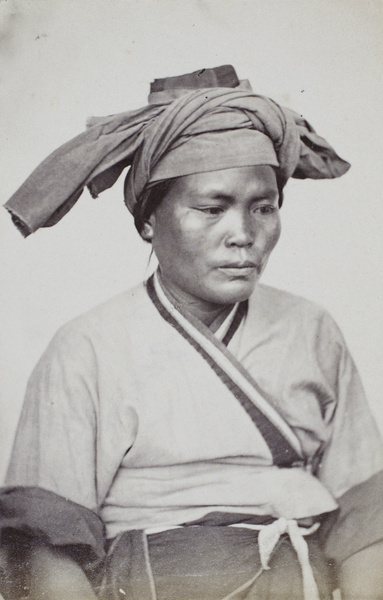 A portrait of a Pepohoan woman, wearing a headscarf, Baksa, Taiwan