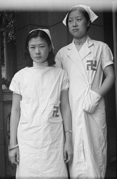 Two Red Swastika Society nurses, Shanghai