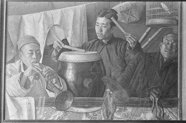Musicians and laundry - a painting by V. Podgoursky