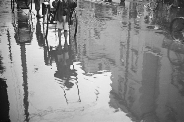 Reflections in flood water, Shanghai