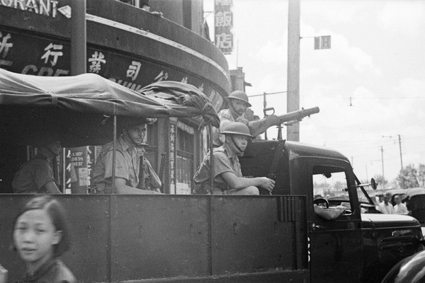 Shanghai Volunteer Corps in a truck, Shanghai