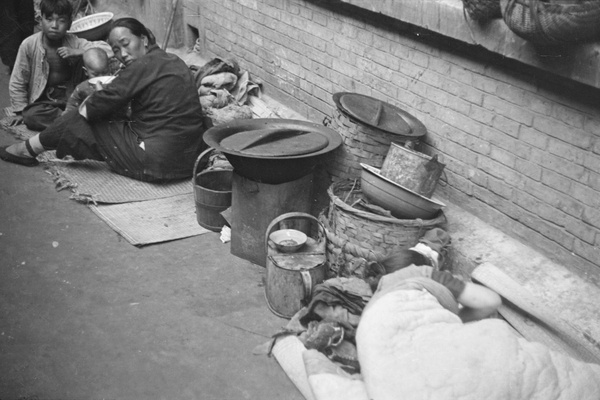 Homeless families living on the streets, Shanghai