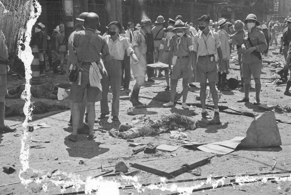 Aftermath of bombing, Nanking Road, Shanghai, 23 August 1937