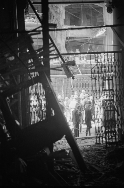 Inside bomb damaged Wing On, Nanking Road, Shanghai