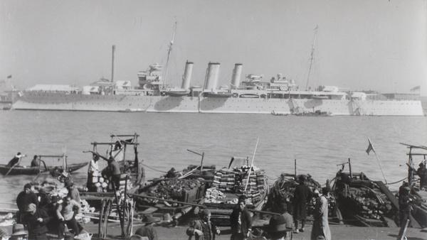 HMS Cumberland, laying off the Customs Jetty, Huangpu River, Shanghai
