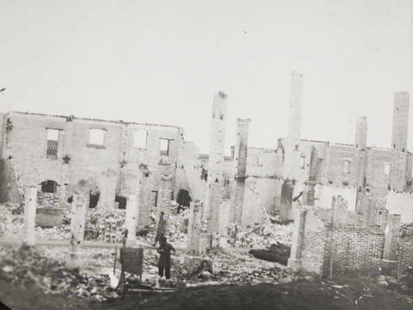 Ruins of a building after being burnt down by soldiers, Sun Kai