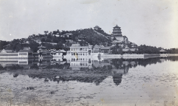 The marble 'Boat of Purity and Ease' and the Summer Palace, Peking