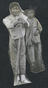 Two youths, with rope