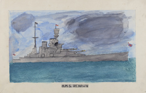Watercolour of H.M.S. Renown