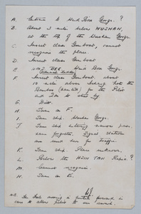 Handwritten caption notes on a piece of paper in Ayres album