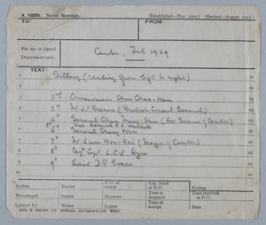 Handwritten caption notes on a piece of paper in Ayres album