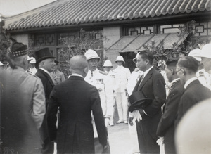 Chinese representatives greeting Sir Reginald Johnson, Weihai, 1930