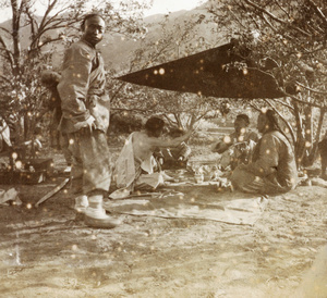 Chinese men having a picnic at the 'Blossoms', Chefoo, 1902