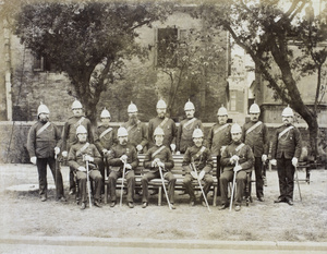 Group photograph of uniformed British policemen in Hong Kong