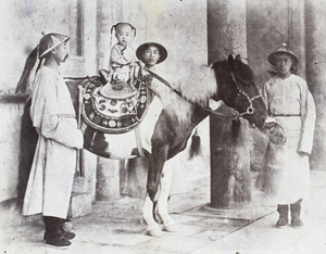 Alleged photograph of the young Emperor Guangxu riding a horse, 1880s