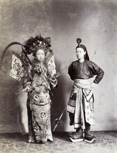Studio photograph of two Chinese opera actors