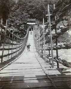 Rope bridge over a river