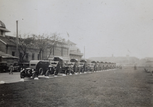 Armoured cars parked by the Shanghai Race Club, Recreation Ground, 1930