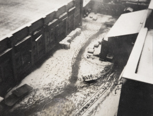 Footprints in snow, British Cigarette Company factory, Shanghai, January 1931