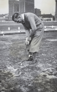 Mr Keyse playing golf at Shanghai Golf Club, Recreation Ground, Shanghai