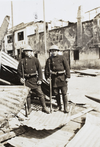 Japanese sentries, Zhabei, Shanghai, 1932