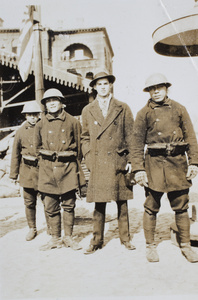 Jack Ephgrave with Japanese marines, North Railway Station, Shanghai, 1932