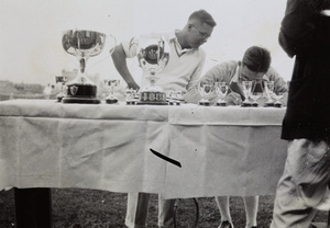 Tennis trophies and cups, 1932 tournament, Shanghai