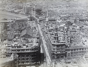 Aerial view of department stores on Nanking Road, Shanghai