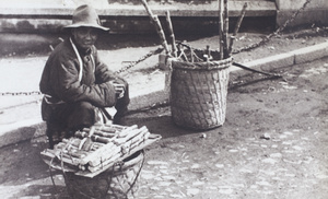 Street seller of fresh sugar cane