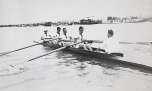 Men's four rowing on the Huangpu river, Shanghai