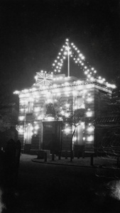 Entrance to the British Legation, Beijing - lit up for the Armistice 1918