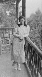 Wang Dezhen on balcony, Northern Hot Springs Park