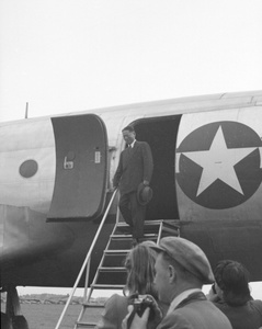 T.V. Soong disembarking from USAAF Dakota, Moscow, 1945