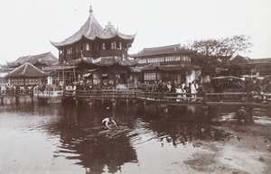 People fishing at Huxinting ('Willow Pattern Tea House'), Shanghai