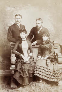 Studio portrait of Walter and Clare Hillier with Harry and Annie Hillier