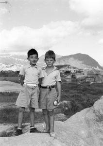 Jim Hutchinson and Olav Kulstad, near the Army Sports Ground, Mongkok, Hong Kong