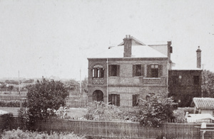 Hutchinson family house photographed from an upper storey of the neighbouring house, Tongshan Road, Hongkou, Shanghai