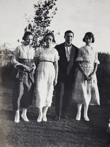 Charles Hutchinson and Edie Gundry with two unidentified young women, 35 Tongshan Road, Hongkou, Shanghai